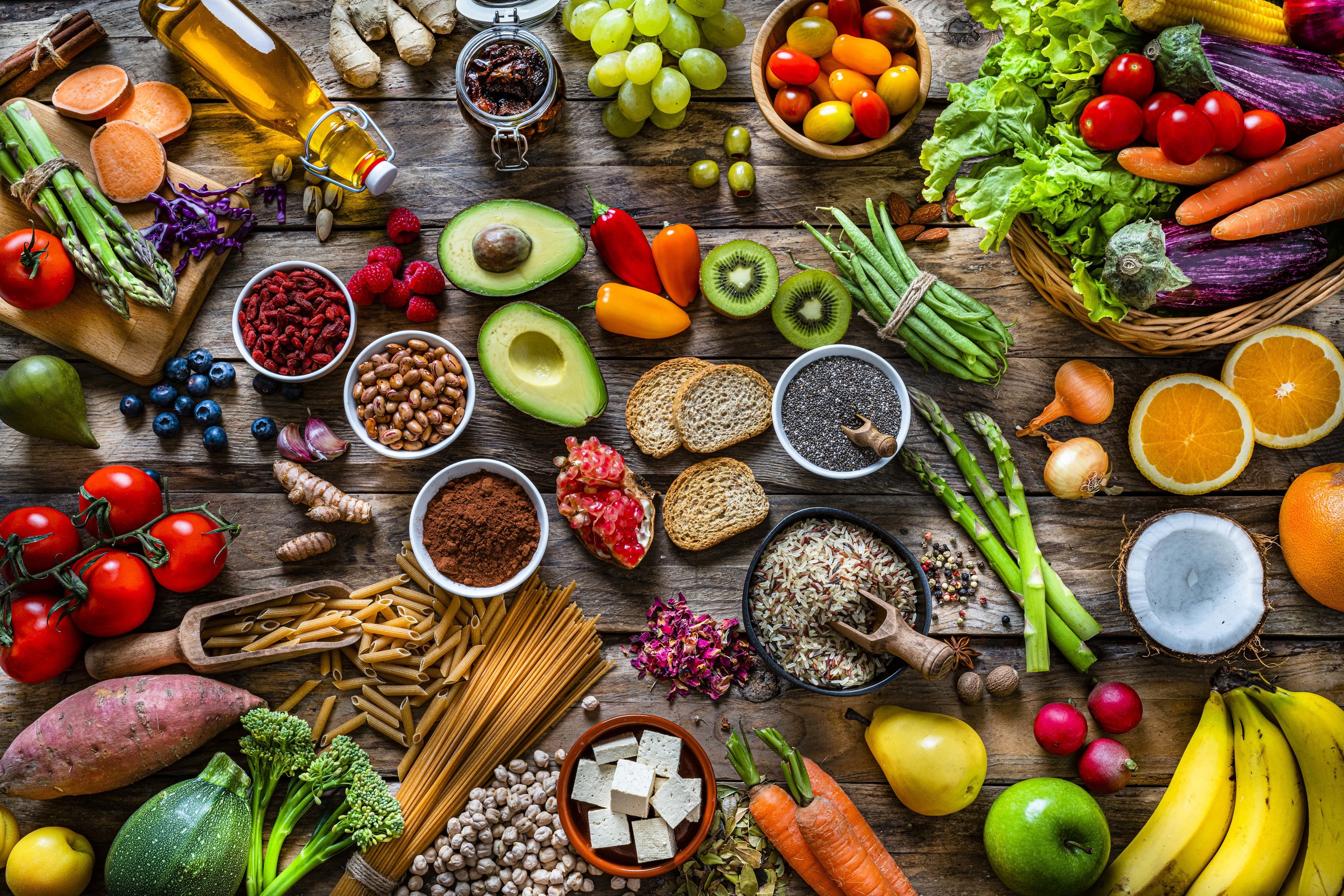 Spread of health foods to eat that can help improve sleep