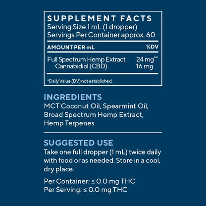 Balance Tincture THC Free 1000mg Spearmint Elixinol